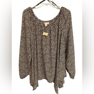 NWT Michael Kors Animal Print Flowy Tunic Top Size 2X